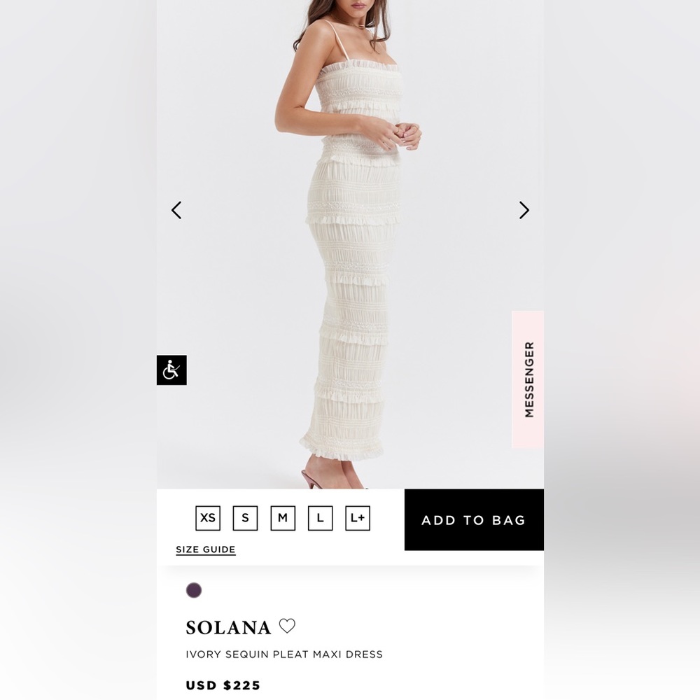 House of CB Ivory Sequin Pleat Maxi Dress